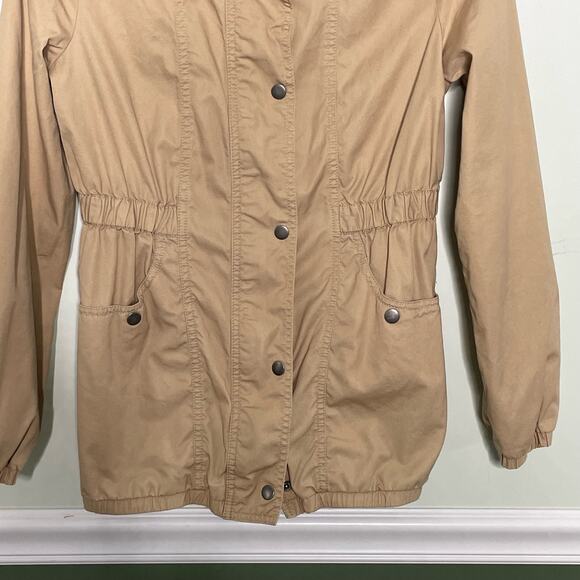Old Navy Windbreaker Jacket Full Zip Snap Button Long Sleeve Pocket Beige Tan XS - Picture 4 of 10